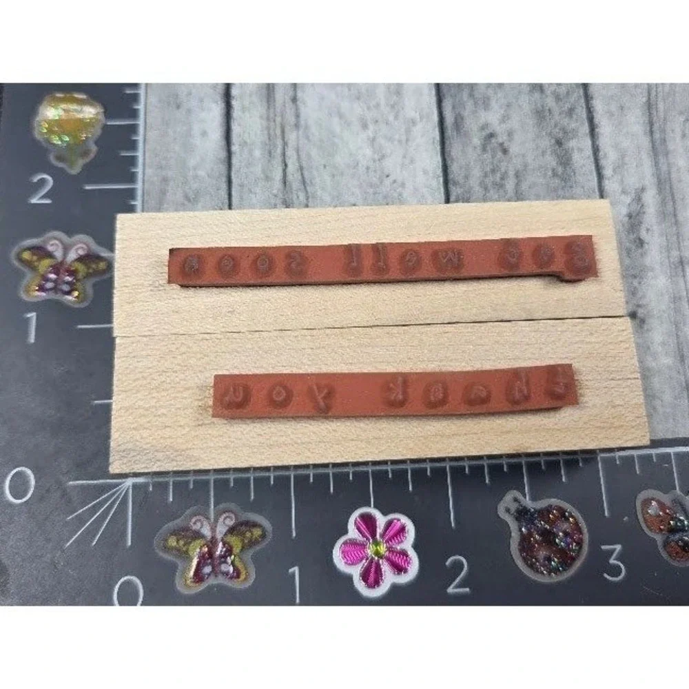 Hero Arts Get Well Thank You Lot of 2 Print Rubber Stamp Wood #E18